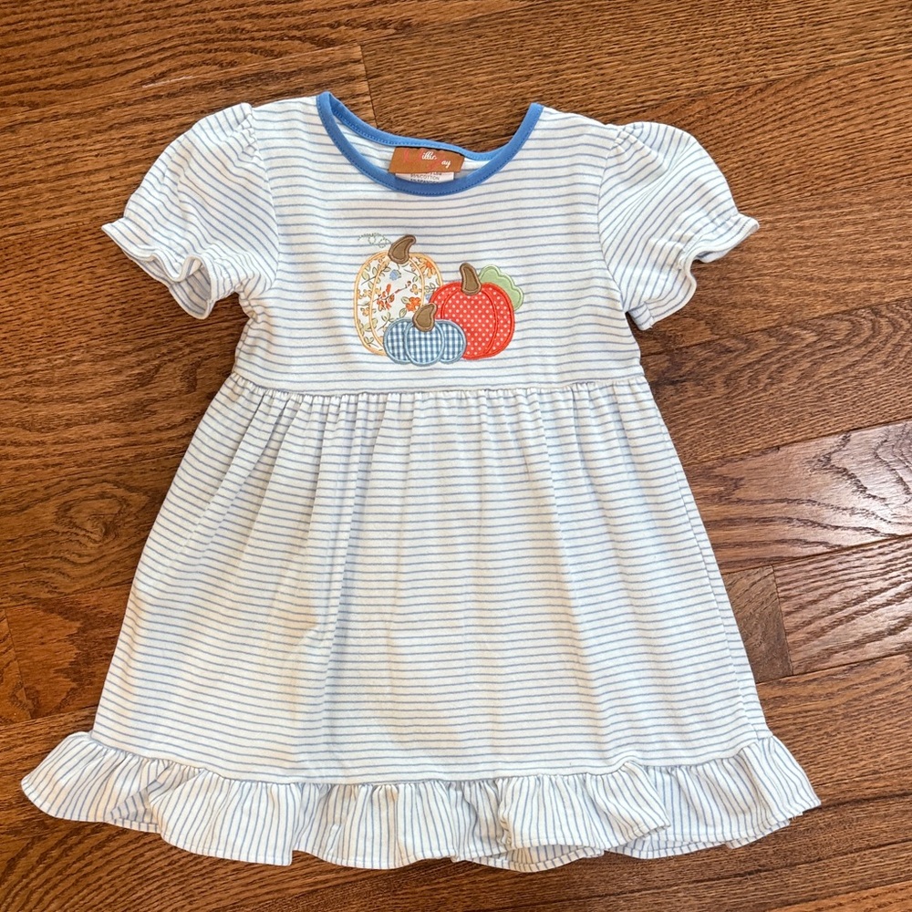 MILLIE JAY Striped Blue and White Kids Dress
